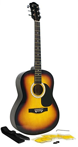 Martin Smith Akustikgitarre mit Gitarrensaiten, Gitarrenplektren & Gitarrengurt - Sunburst