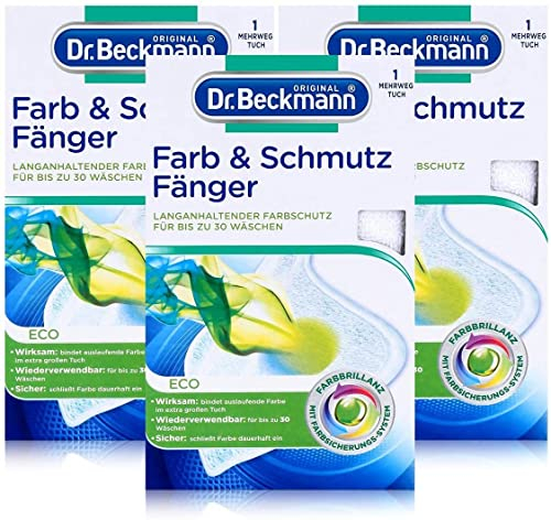 Dr. Beckmann Farb & Schmutzfänger Eco Mehrwegtuch, 3er Pack (3x 1 Stück) | langanhaltender Farbschutz für bis zu 30 Wäschen