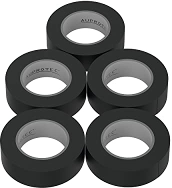 5 rollos VDE cinta aislante eléctrica cinta aislador PVC 15mm x 10 DIN en 60454-3-1 Color: Negro
