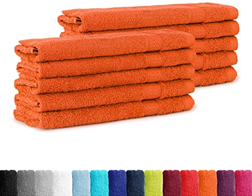 BaSaTex 10er Pack Frottee Gästetücher Set 30x50, Gästetuch aus 100% Baumwolle Öko-Tex Made in Green, Farbe Terrakotta Orange
