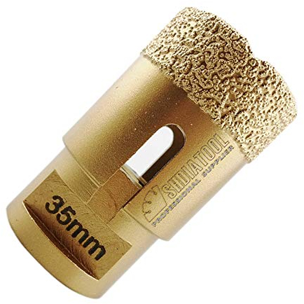 SHDIATOOL Forets Diamant 35mm Brasé Sous Vide et Trépans avec Filetage M14 pour Perçage à sec en Porcelaine Carrelage Granit Marbre