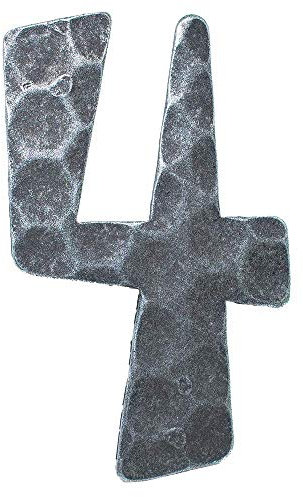 Fenau | Numero civico 4 | Dimensioni 12x8 cm | Materiale 4 mm martellato | Acciaio (grezzo) S235JR | Numeri civici acciaio/ferro battuto/rustic