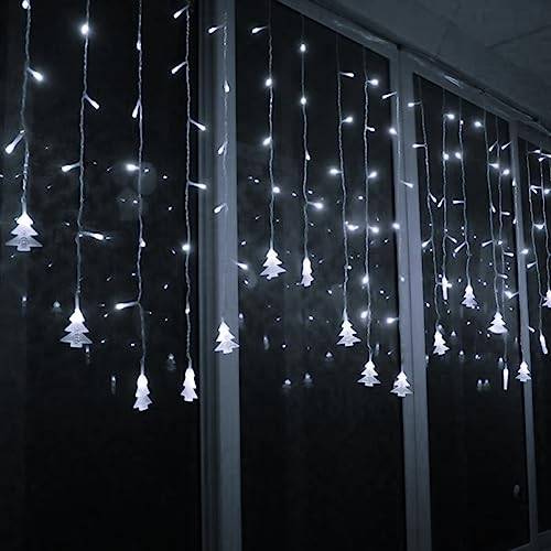 Klighten LED Lichterkette, Weihnachtsbeleuchtung, 96er Lichtervorhang Lang Weihnachtsbaum String Licht, Innen/Außen Weihnachtsdeko 3.5 x 0.65 m, Kaltes Weiß