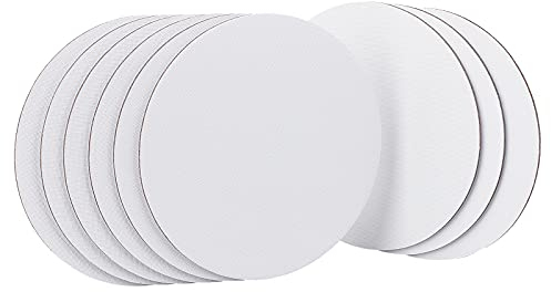 nbeads 12 Panneaux de Toile de Peinture Ronds, Tableaux à Dessin en Toile Blanc pour Étudiants en Peinture à l'huile et à L'Acrylique, Peintres Amateurs et Débutants, 15 cm de Diamètre