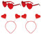 BOFUNX 2 Stück Herz Brille Rot/Rosa/Orange Herzförmige Brillen Lustige Partybrille für Valentinstag JGA Hochzeit Karneval Fasching Kostüm Mottoparty