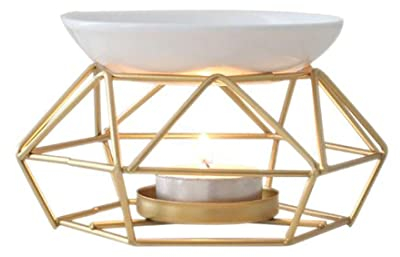 Keramik Duftlampe Aromalampe Metallbrenner Für ätherische Öle, Wachsschmelzbrenner Mit Runde Keramikschale, Dekorativer Teelichtkerzenhalter Kerzenhalter Aromadiffusor Für Schlafzimmer Wohnzimmer