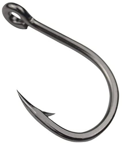 GudGmtoy Ami da pesca con cerchi in acciaio inox, misura 1/0-5/0 # grande squalo gigante extra forte, gancio da pesca affilato chimicamente (5/0-50 pezzi)