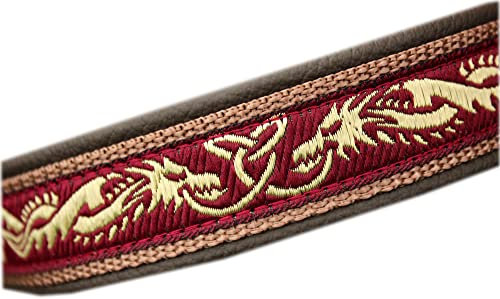 Halsband Hund - Hundehalsband Leder, Keltisch, Drachen, Messing Zugstopp