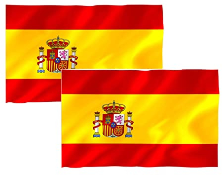 Super Mundo - 2 Bandera españa grande para Exterior y Interior 60x90cm, 2 banderas nacionales españolas(60x90cm)
