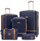 COOLIFE Koffer Set 5-TLG: S+M+L + Reisetasche | ABS Hartschale Leicht, 360° Räder & TSA-Schlösser Für Europa, Kreuzfahrt & Auslandsstudium – Familienurlaub Essentials Blau/Braun