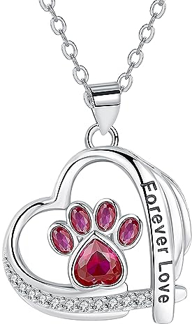 Hifeeled Pfoten Kette Damen Sterling Silber 925 Tier Pfotenabdruck Halskette Herz Anhänger mit Hund Pfote Drucken Original Geschenk für Frauen Schmuck Weihnachten Valentinstag