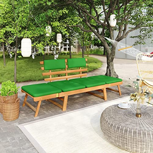 Tidyard Gartenbank 2-in-1 mit Auflagen Sonnenliege Sitzbank Multifunktionsbank Terrassenbank Parkbank Holzbank Balkonbank Gartenmöbel Bank für Balkon, Terrasse & Garten, 190 cm Massivholz Akazie