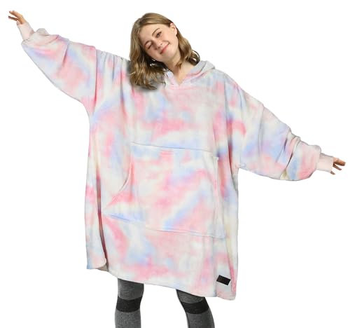 Catalonia Classy Cosy Fleece Hoodie Blanket, Cadeaux chauds pour elle, Couverture à capuche portable douce, Sweat à capuche surdimensionné pour adultes Hommes Femmes, barbe à papa