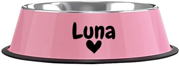 Gamelle Personnalisée pour Chiens et Chats - Bol en INOX avec Base Antidérapante - Facile à Nettoyer - Gamelle d'eau pour Chiots et Chatons(Rose)