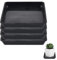 Confezione da 4 sottovasi quadrati in plastica, 12 mm, ornamenti da giardino per la casa, piattini quadrati in plastica, vassoi antigoccia extra large, per interni ed esterni, vassoio per fioriere