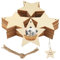 50 Stück Holzsterne Deko, 8cm Sterne Basteln, Holzsterne Zum Basteln, Sterne Holz mit Juteseil, Holzsterne Zum AufhäNgen für Christbaumschmuck Holz, Hochzeitsdekoration, DIY Handwerk (Stern)