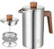 BERTILLE french press coffee maker, 34OZ 304 food stainless steel French press coffee maker with solid wood handle, double-layer insulation and 3-layer filtration system (silver)