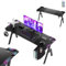 UISEBRT Gaming Schreibtisch 160 x 60cm Gamer Tisch A-förmiger Kohlefaseroberfläche Computertisch mit RGB LED-Licht, Ergonomischer Eckschreibtisch mit Kopfhörerhaken und Getränkehalter