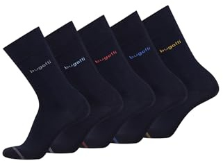 bugatti Herrensocken - 5er Box atmungsaktive Baumwollsocken für Alltag und Freizeit Größe 39-42 und 43-46