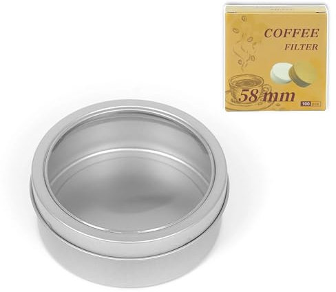 NEOUZA Espresso Paper Filter Holder, Magnetic Coffee Filter Container Compatible with Puck Screen & Paper Filters, Wall-Mounted for Compact Kitchen Storage, Includes 100 Paper Filters (58mm)