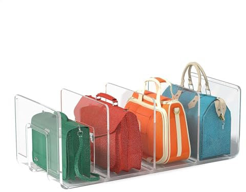 Reflimand Purse Storage Organizer for Closet, Handbags Storage Dividers, Clear Closet Bag Storage Dividers Rack, Handbags Storage Organiser Shelf Dividers, Space-Saving Clutch Bag Storage Separators