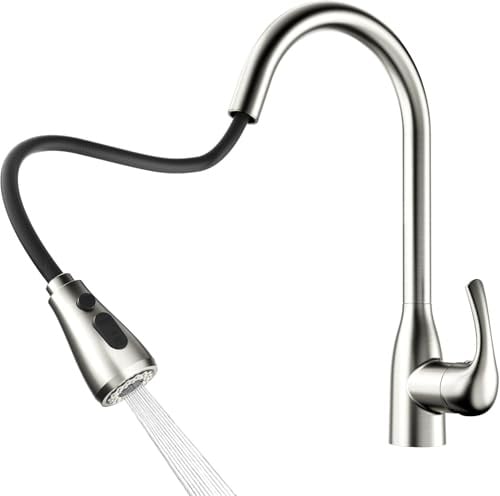 Rainsworth Wasserhahn Küche mit Brause Ausziehbar - Hochdruck Küchenarmatur mit Zwei Wasserstrahlarten, Spültischarmatur 360° Drehung (Drahtziehen, hohes Maß-51cm)