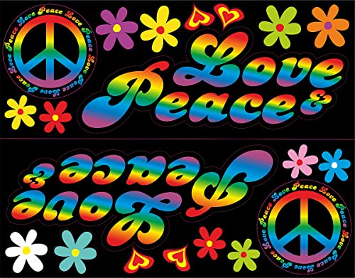 Autoaufkleber, Blumendesign: Love and Peace 02 Rainbow
