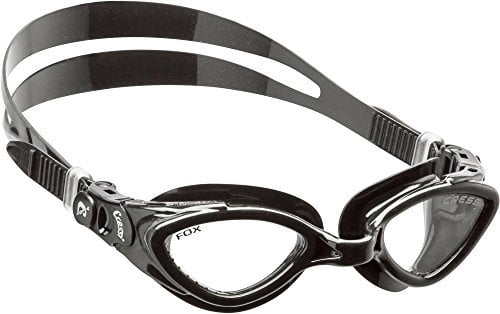 Cressi Fox Goggles, Occhialini Premium per Nuoto, Piscina, Triathlon e Sport Acquatici Unisex-Adulto, Nero/Lenti Chiare, Taglia Unica
