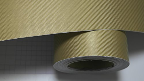 Könighaus (4,17/m2) Gold 3D Carbon Autofolie 3000 x 152 cm mit Luftkanälen + Gratis Rakel inkl. Anleitung (ganze Rolle)