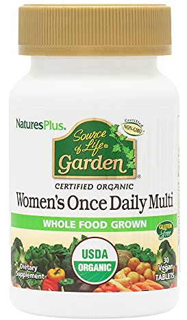 NaturesPlus Source of Life Garden Women's Daily - Organic Women Multivitamins Supplement, Energy and Immune Support - Iron, Vitamin D, Biotin, Maca and Cranberry - Vegan, Gluten Free - 30 Tablets