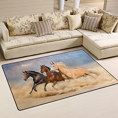Use7 Laufendes Pferd Sandfläche Teppich Teppiche rutschfeste Bodenmatte Fußmatten Wohnzimmer Schlafzimmer 50 x 80 cm