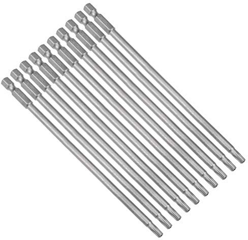 sourcing map 10pc Embout Tournevis 1/4 Hex Magnét T25 Torx sécurité Long 150mm
