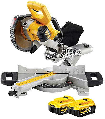 DeWalt DCS365N 18V 184mm Cordless Slide Mitre Saw with 2 x 5Ah DCB184 Batteries