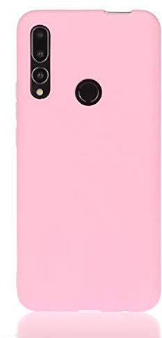 Nodigo Cover Compatibile con Huawei P Smart Z / Y9 Prime 2019 Silicone Tinta Unita con Disegni Motivo Gomma Antiurto Matte Case Resistente Protettiva Bumper Belle Kawaii Colorate Custodia - Rosa
