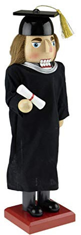 Clever Creations Traditional Wooden Collectible Graduate Nutcracker | Festive Christmas Decor | 14 Tall Perfect for Shelves and Tables