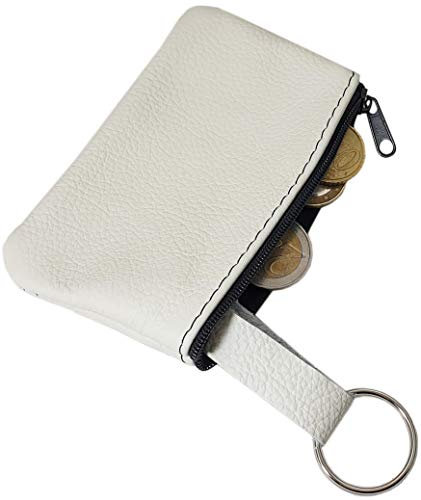 myledershop Echt Leder Schlüsseltasche 1 Fach MJ-Design-Germany Made in EU (Weiß)