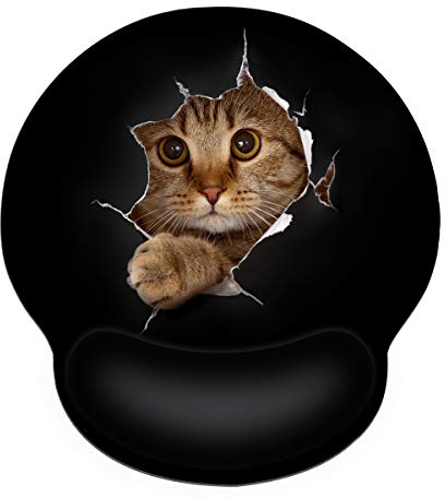 CHUQING Mauspad mit Gelkissen Mousepad Ergonomisch mit Handauflage Gel Mauspad Handgelenkauflage Katze Motiv