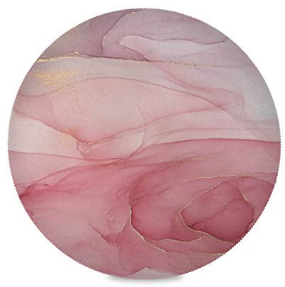 Rosa Marmorblume Kupfer Metallic Faux Platzsets Rund Abwaschbar Tischsets 1er/4er/6er Set Hitzebeständig und rutschfest Platzset für Küche Party Esstisch 39cm