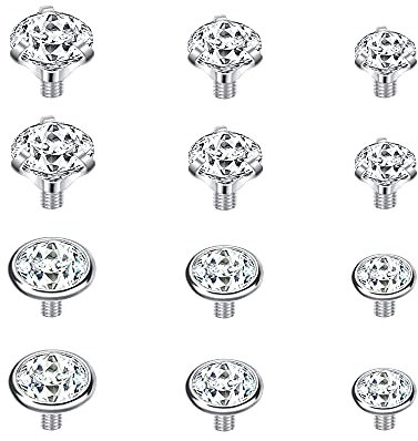 14G 4-20Pcs Acier chirurgical Bijoux de Piercing Dermique Zircon Cubique Micro Ancre Dermique Tops Titanium Base Piercing Dermique