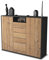Stil.Zeit Highboard Kommode Ravena, Korpus anthrazit matt, Front Holz-Design Pinie (136x108x35cm), Push-to-Open Technik & Leichtlaufschienen
