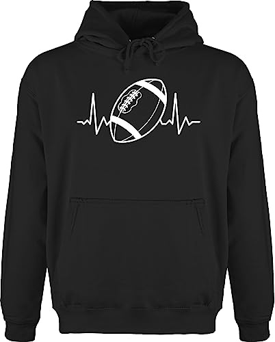 Hoodie Herren Pullover Männer - American - Football Herzschlag - weiß - 5XL - Schwarz - geschenke hoodies fun-kapuzenpullover pulli hudis hoody hoddies/pullies pullis kapuzenpullover kapuzenpulli