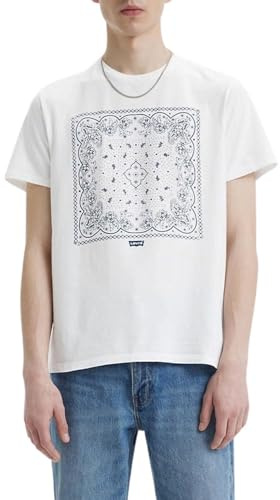 Levi's Men's Graphic Crewneck Tee T-Shirt, Bandana Bw White+, XS