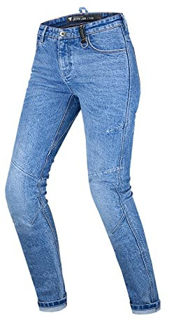 SHIMA DEVON Motorradjeans - Belüftete Elastische Slim Fit Biker Motorradhose mit FiberQL-Verstärkungen, CE Knie- und Hüftprotektoren (Damen, Blau, 30)
