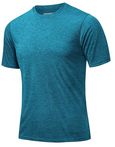 MAGCOMSEN Funktionsshirt Herren Sportshirt Kurzarm Trainingsshirt Atmungsaktiv Laufshirt Wandershirt Männer Regular Fit Fitness Shirts Funktionsshirt Pfauenblau M