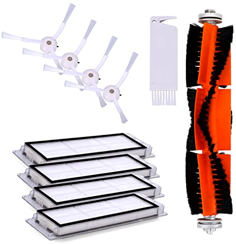 Wessper Kit d'accessoires pour Xiaomi Mi RoboRock S55, Mi Robot Vacuum, Xiaowa E35, 10 Pièces de rechange d'aspirateur - 1x Brosse Principale avec Peigne 4x Brosse latérale 4x Hepa filtr
