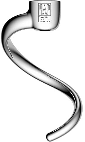 Spiral Dough Hook Replacement for KitchenAid 4.5-5 Qt. Tilt-Head Stand Mixers/18/8 Stainless Steel Accessories/No coating/Dishwasher Safe/Compatible for K45B/K5THCB