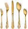 Besteckset Royal Gold 20-teilig, Gold Besteck Set 4 Personen aus Edelstahl, Luxus Royal Besteck Messer und Gabel Set Hochglanzpoliert spülmaschinenfest für Hochzeitsfest Bankett Geschenk