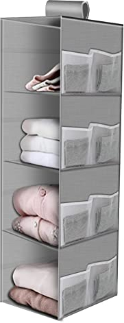YOYIAG Schrank Organizer Hängend Kleidung Hängeregal 4 Ebenen zum Aufhängen von Kleidung, 80 x 30 x 22 cm, Schmal Stoffschrank Einhängeregal Kinderzimmer Spind Aufbewahrung Wäschekorb