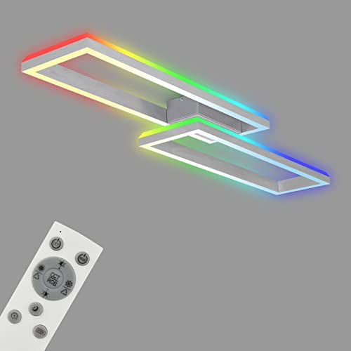 BRILONER Leuchten - Deckenlampe RGB, Backlight Deckenleuchte LED, Dimmbar, Farbtemperatur einstellbar, LED Frame RGB, Fernbedienung, Aluminiumfarbig