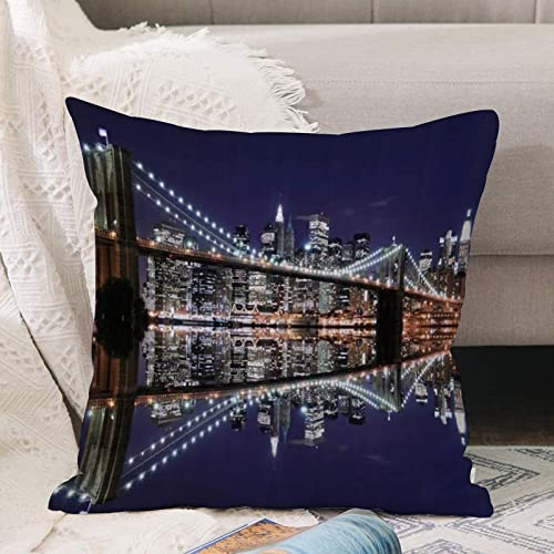 Kissenbezug 45x45 cm,New York Schwarz-Weiß-Panorama der Skyline von New York City mit Fokus,Outdoor Kissen Kissenbezüge Kissenhülle Sofa Kissen dekokissen Zierkissen für Wohnzimmer Garten deko draußen